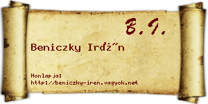 Beniczky Irén névjegykártya