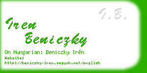 iren beniczky business card